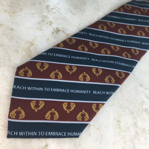 PILLORI " REACH WITHIN TO EMBRACE HUMANITY" NAVY BURGUNDY WHITE TIE - Picture 4 of 13